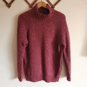 Prana Cable Knit Sweater Tunic Burgundy Red Medium M